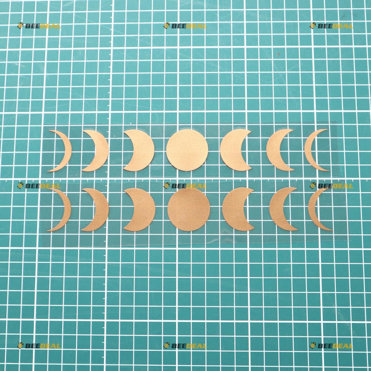 Moon Phases Lunar Sticker Decal Vinyl - 2 Pack Gold, 8 Inches - No Background Die Cut for Car Boat Laptop