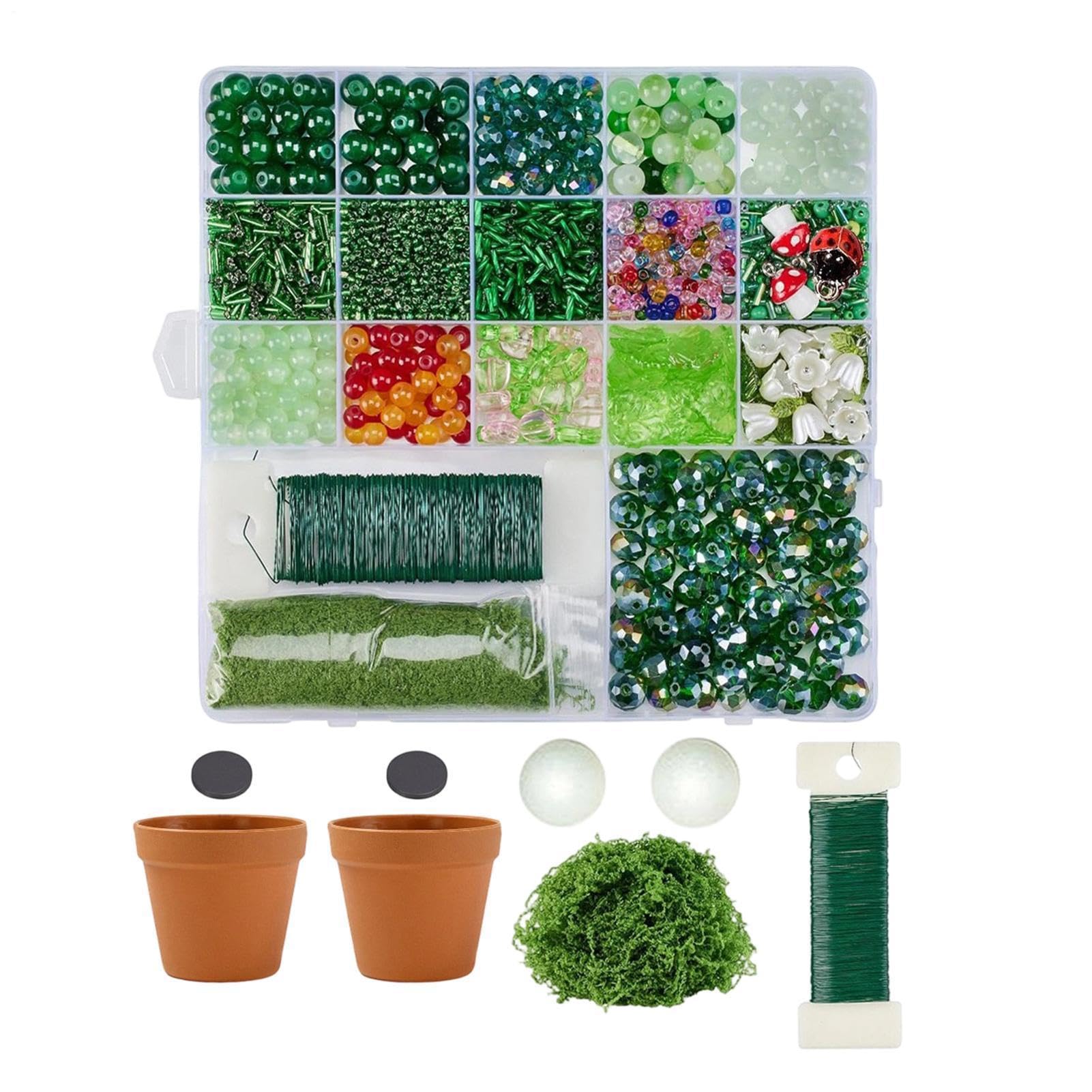 Cuentas verdes para plantas y abalorios de joyería: kit de 2800 piezas artesanales 8