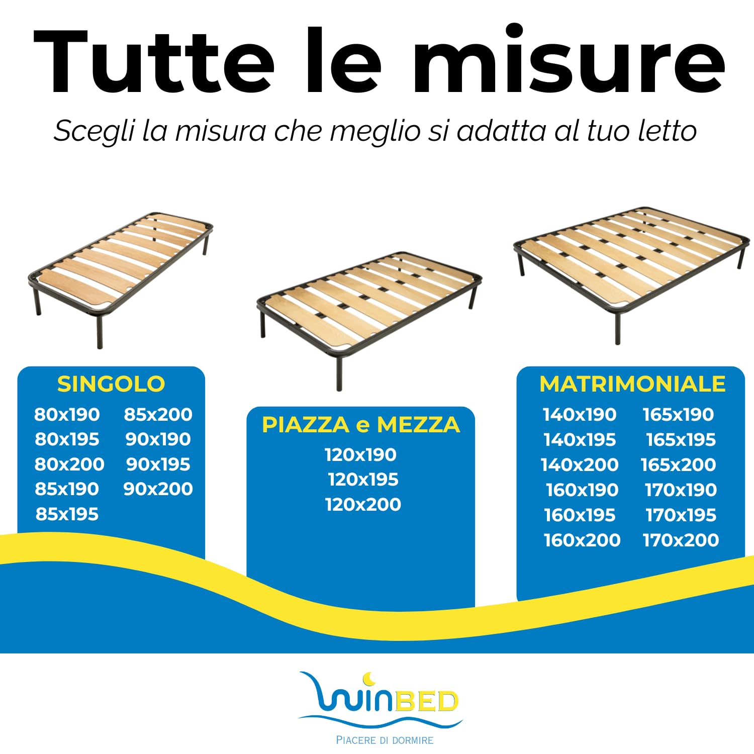 UNICA D.L. 170x200 - Rete matrimoniale con doghe in legno larghe, silenziosa e stabile, ideale per chi cerca comfort e praticità nel tempo