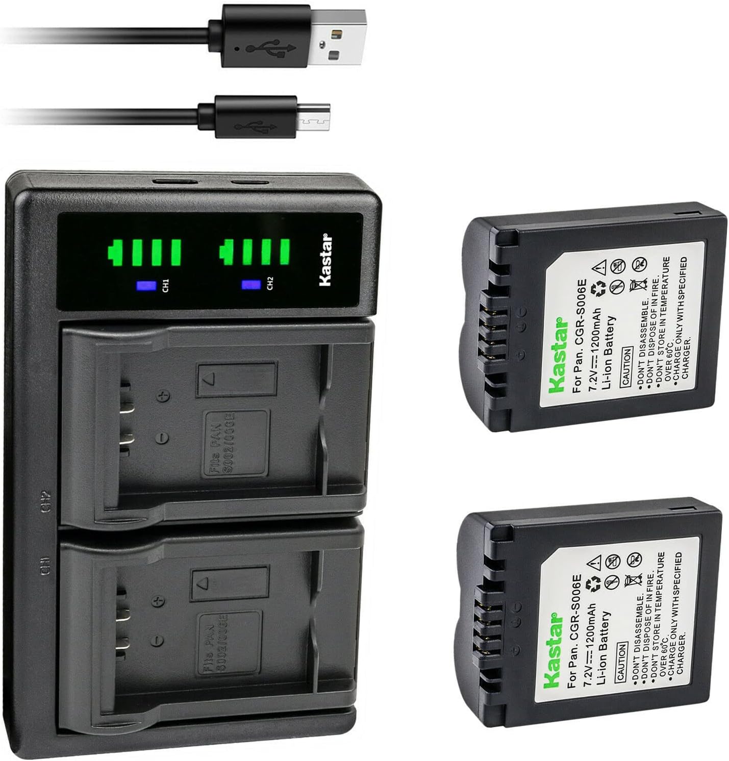 Kastar 3-Pack CGA-S006 Battery and LTD2 USB Charger Replacement for Panasonic Lumix DMC-FZ18, Lumix DMC-FZ18EBK, Lumix DMC-FZ18EG, Lumix DMC-FZ18EGK, Lumix DMC-FZ18EGS, Lumix DMC-FZ18GK Digital Camera