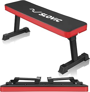 Slovic Foldable Flat Fitness Bench Heavy Duty, Space-Saving Design, Perfect for Full Body Workouts, Strength Training, and Home Gym