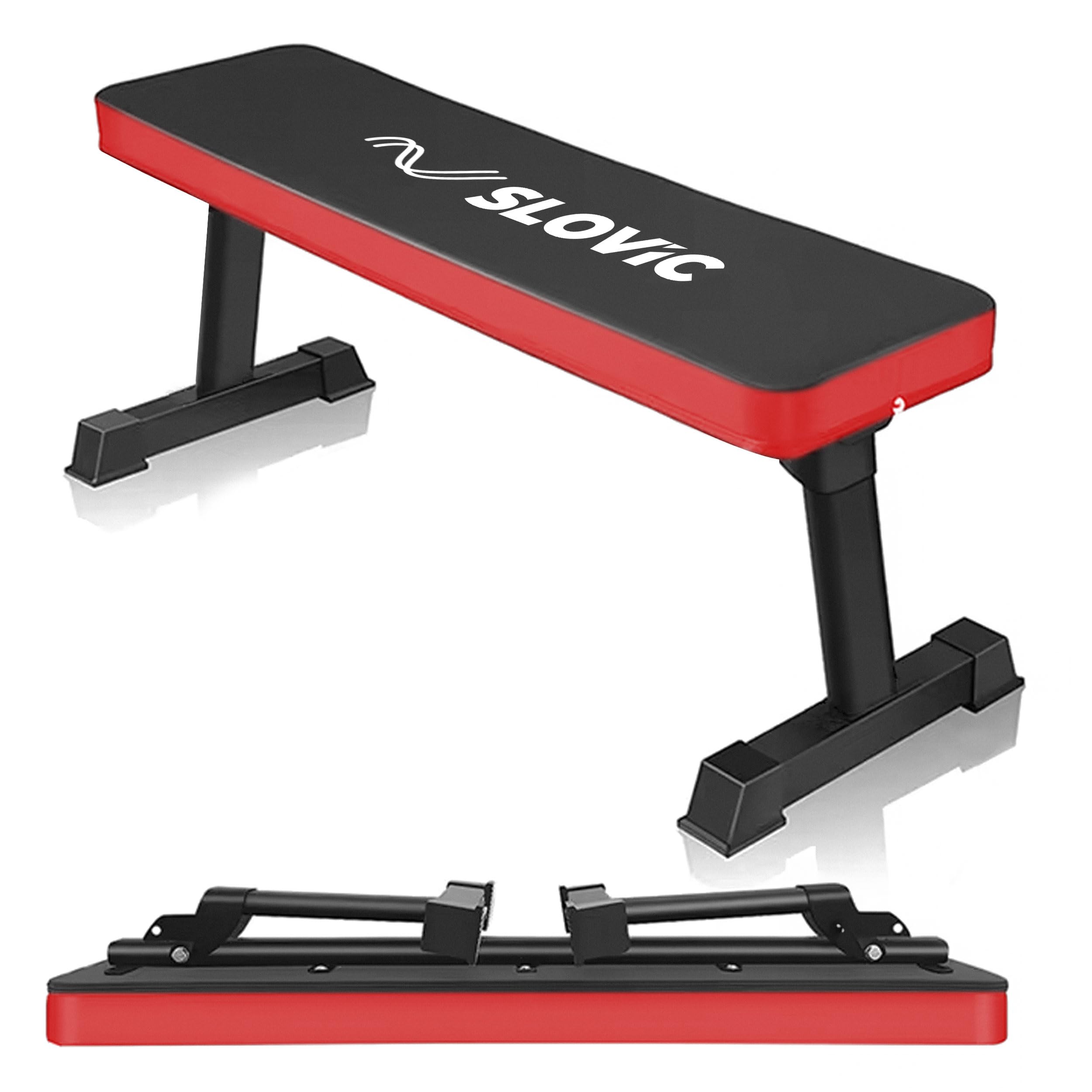 Slovic Foldable Flat Fitness Bench – Heavy Duty, Space-Saving Design, Perfect for Full Body Workouts, Strength Training, and Home Gym-image-46