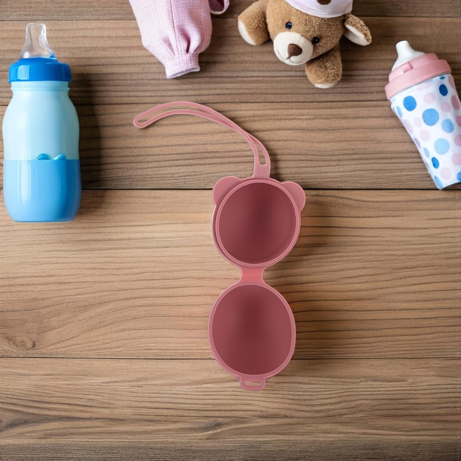 YARNOW 3pcs Silicone Pacifier Holder Case Set for Newborns, Portable Travel Pacifier Storage Container with Lanyard, Lightweight Pouch in Beige, Rose Pink, and Gray for Home and On-The-go