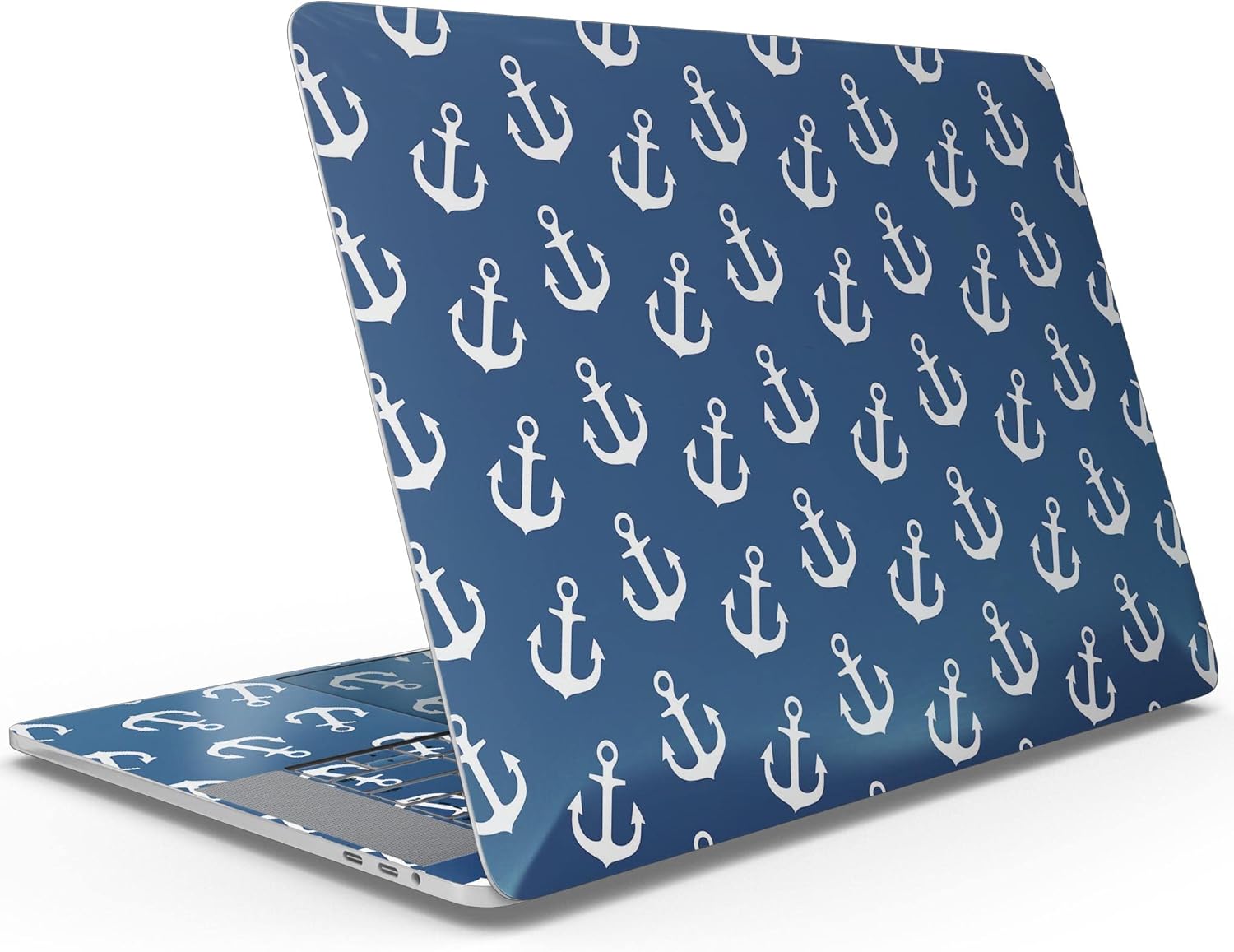 DesignSkinz - Navy and White Micro Anchors - Full-Body Wrap Protective Decal Skin Kit Compatible with MacBook 13" Pro M1 (A2338)