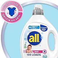 Vista 3 de all Baby, Gentle for Baby, Liquid Laundry Detergent, Hypoallergenic for Sensitive Skin, Concentrated, 75oz, 100 Loads