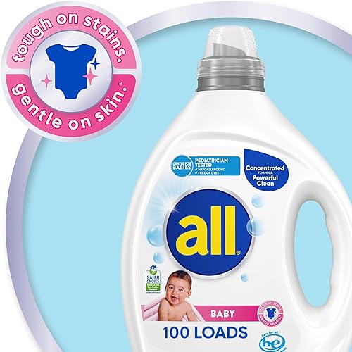 Miniatura 3 de all Baby, Gentle for Baby, Liquid Laundry Detergent, Hypoallergenic for Sensitive Skin, Concentrated, 75oz, 100 Loads