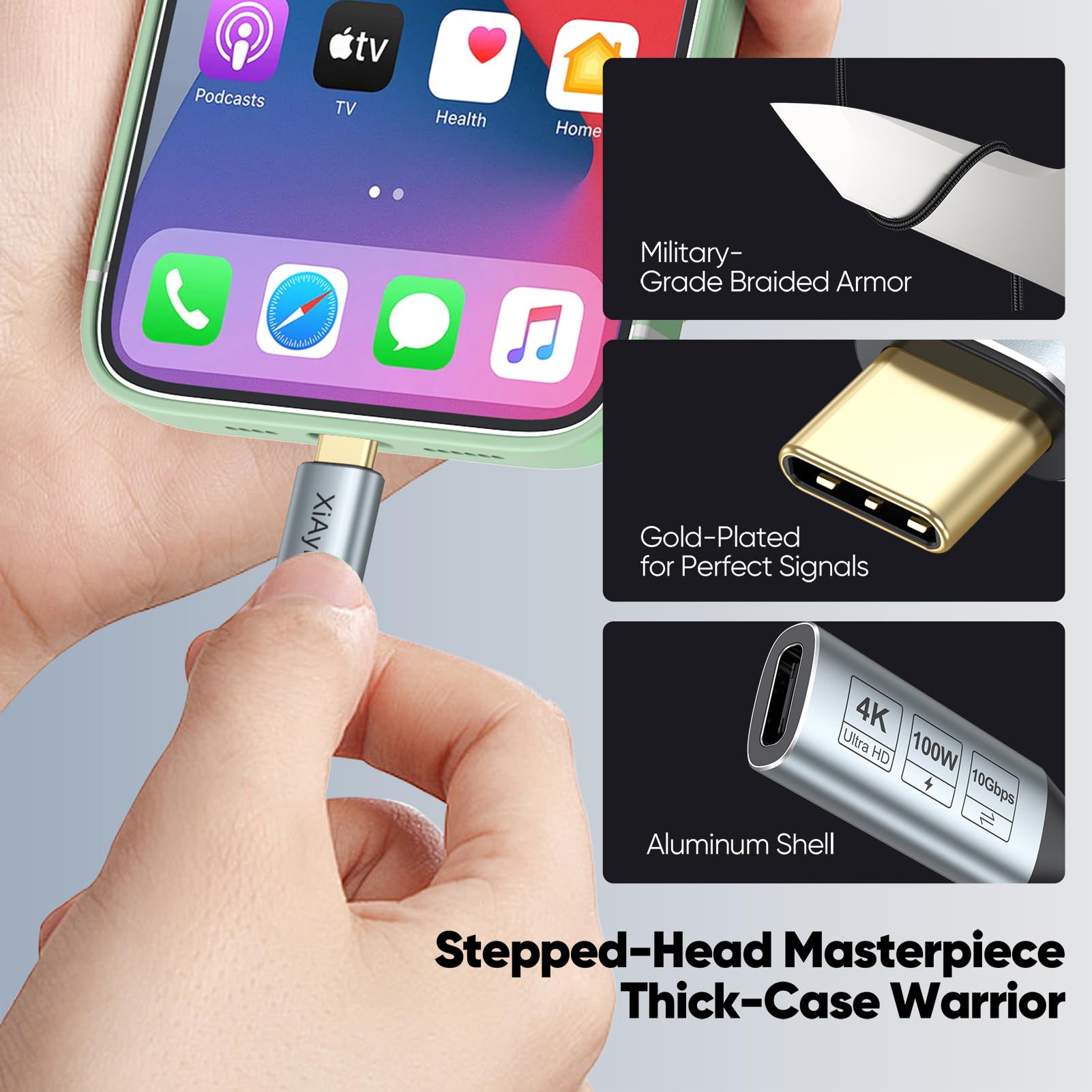 Cavo di prolunga USB C da 0,9 m, confezione da 5 pezzi, cavo di prolunga USBC (100 W/10 Gbps/4 K) intrecciato, cavo di ricarica tipo C maschio a femmina, per Galaxy S25-S22, Pixel 6-8, iPhone