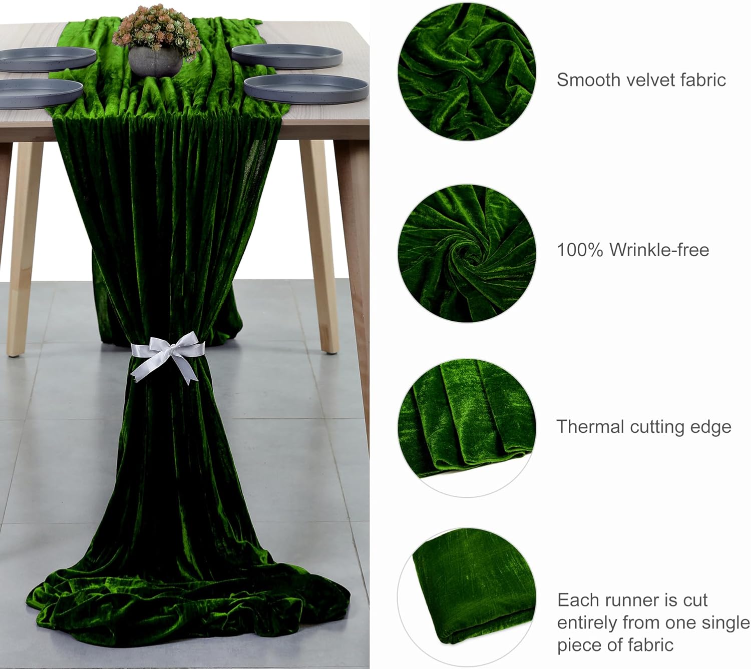 MDS 12 Pack 10ft Velvet Table Runner 29 x120 Inches Long Wedding Runner Romantic Rustic Table Runner for Wedding Decorations, Birthday Parties, Bridal Shower Party Arch Decor – Hunter Green