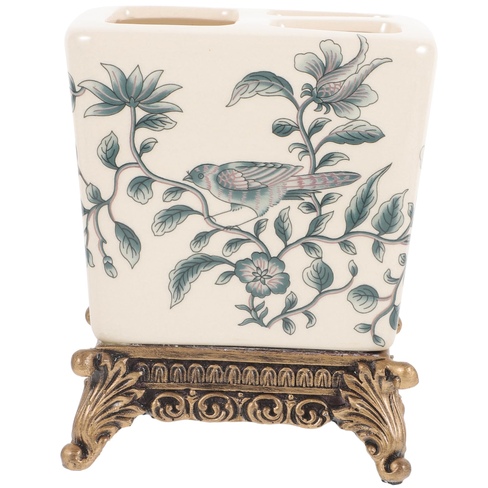 Porta Spazzolini e Resina, Design Vintage Europeo, Supporto Compatto per Bagno di Casa, per Coppie e Famiglie