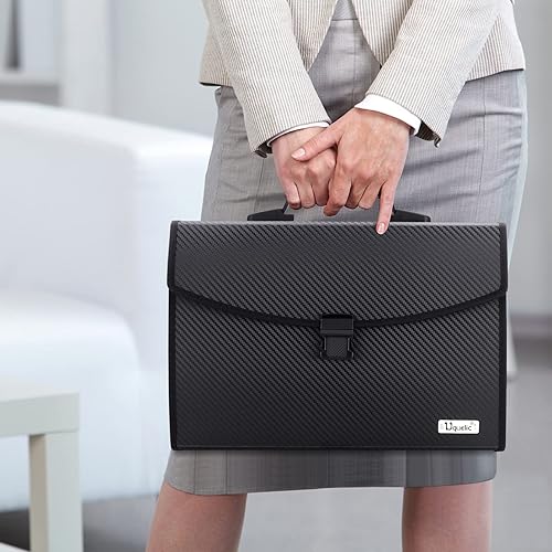 Miniatura 6 de Uquelic Carpeta de archivos expandible de 26 bolsillos, hebilla duradera mejorada, base con mango portátil ergonómicoorganizador de archivos