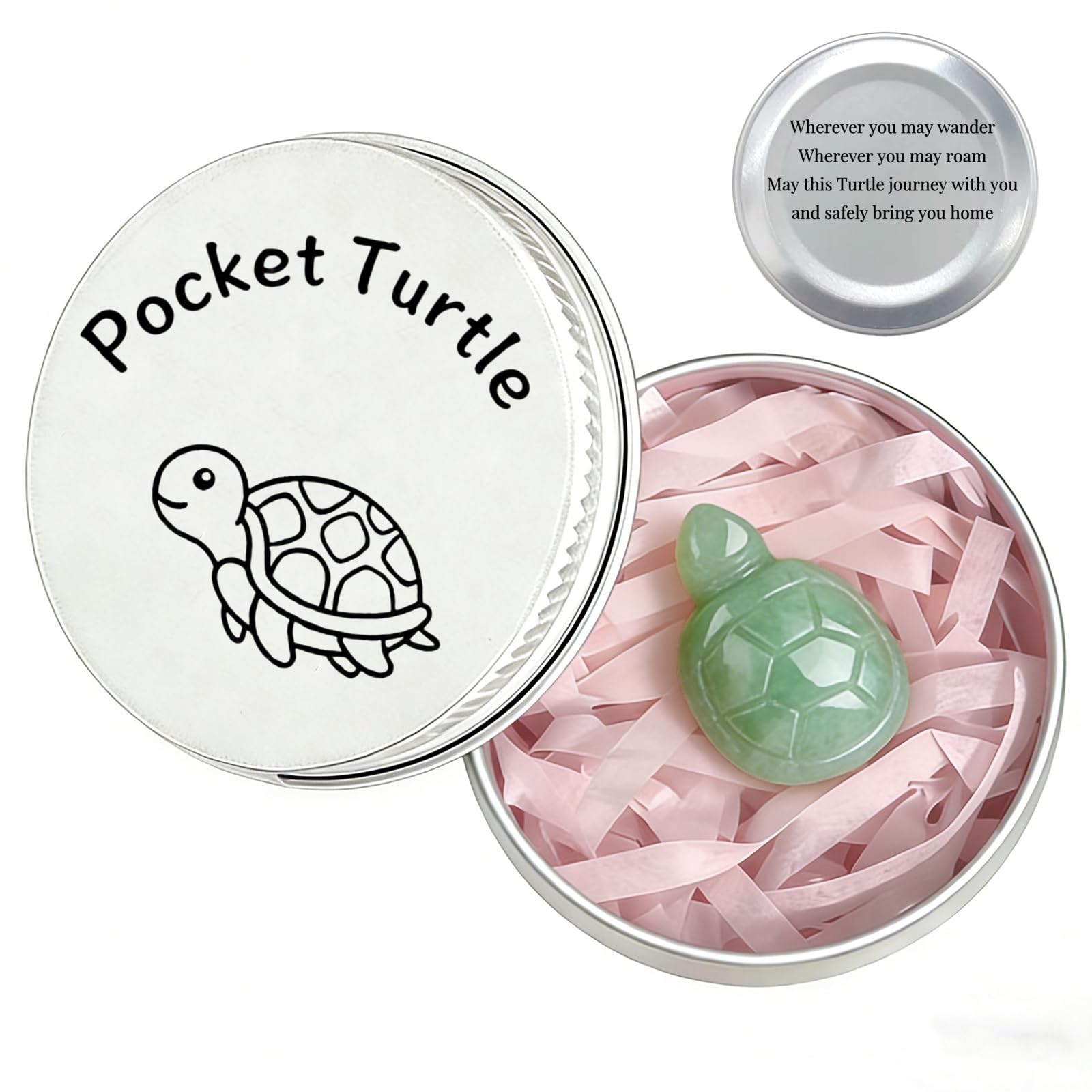 Zenthraa Women's Green Crystal Turtle Gift In A Tin, Healing Crystal Gifts For Travel Turtle With Inspiring Message, Hiking Gifts & Travel Gifts For Turtle G-Ifts For Her Or Him