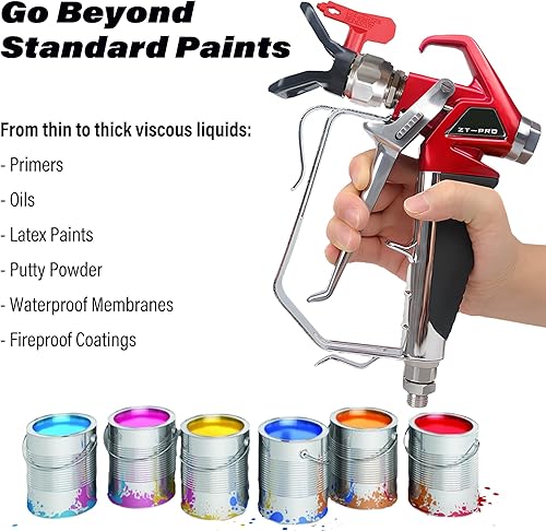 Miniatura 2 de Pro Airless Paint Sprayer Gun, 4000 PSI Spray Paint Gun, Paint Spray Gun with 517 Reversible Tip & Guard & Swivel Joint, Universal for Latex Enamels