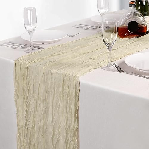 Miniatura 8 de Paquete de 6 caminos de mesa de estopilla de 10 pies de 35 x 120 pulgadas, gasa bohemia rústica, transparente, terracota, camino de mesa para boda,