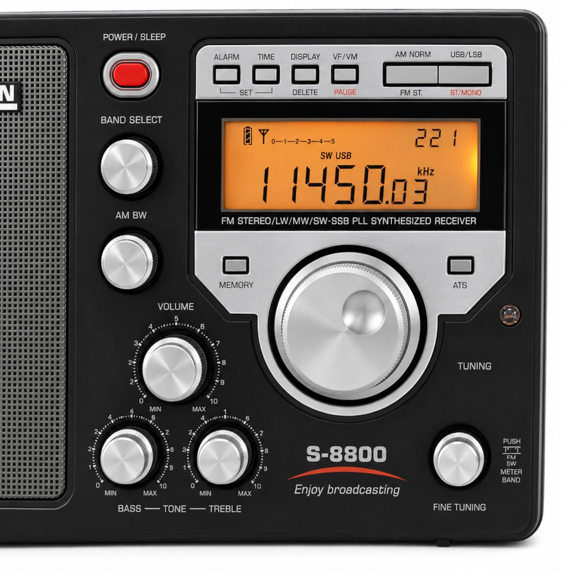 Tecsun S-8800 Receptor de Radio Multibanda Am/FM/LW/SW/SSB, Triple Conversión DSP, Audio Clase AB y Mando a Distancia