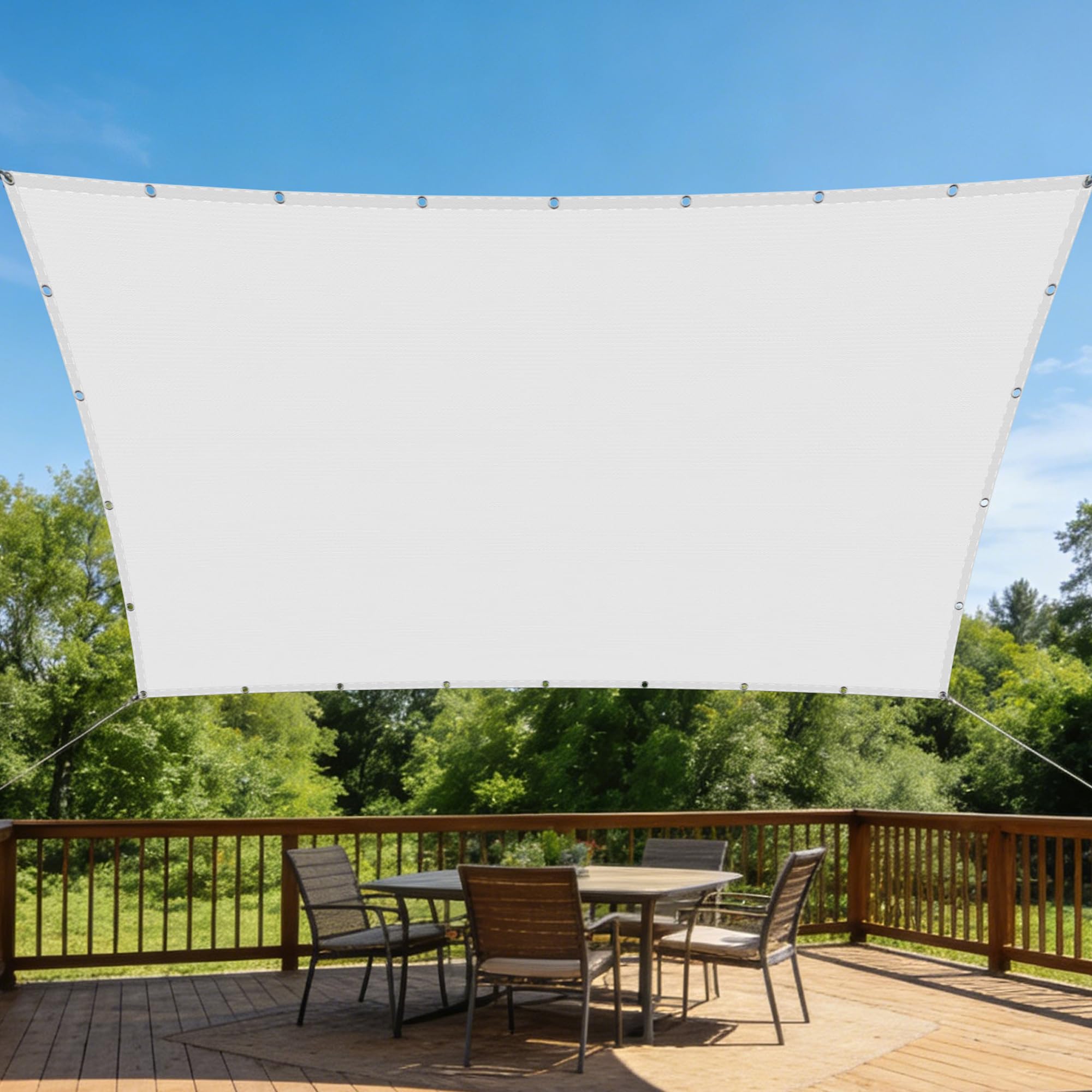 Voile d'ombrage rectangulaire blanc 120x320 cm pour stopper le vis-à-vis