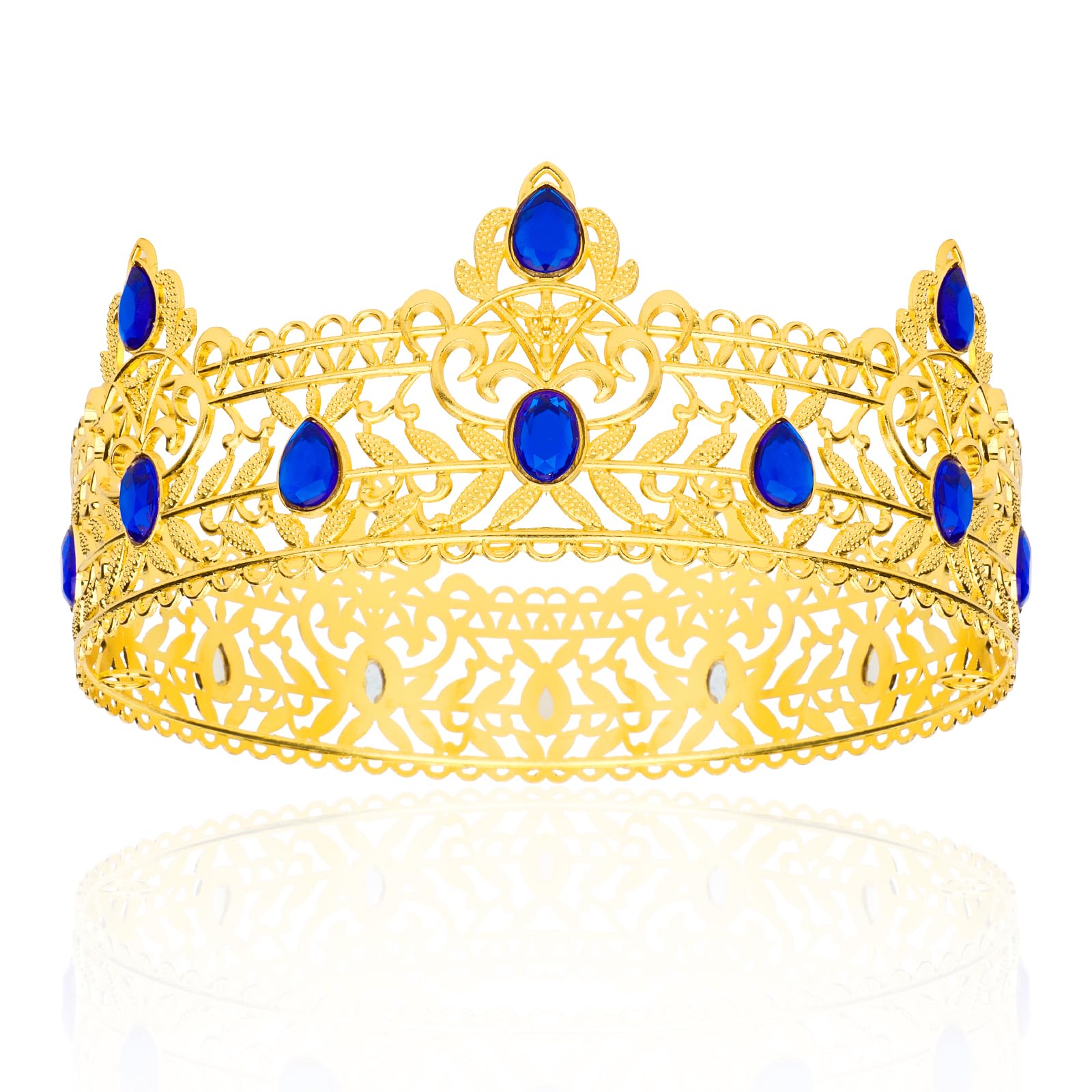 King Crown, CIEHER King Crowns for Men Crystal Baroque Royal Prom Crown Prince Tiara Evil for Birthday Halloween Cosplay Party Birthday Decorations