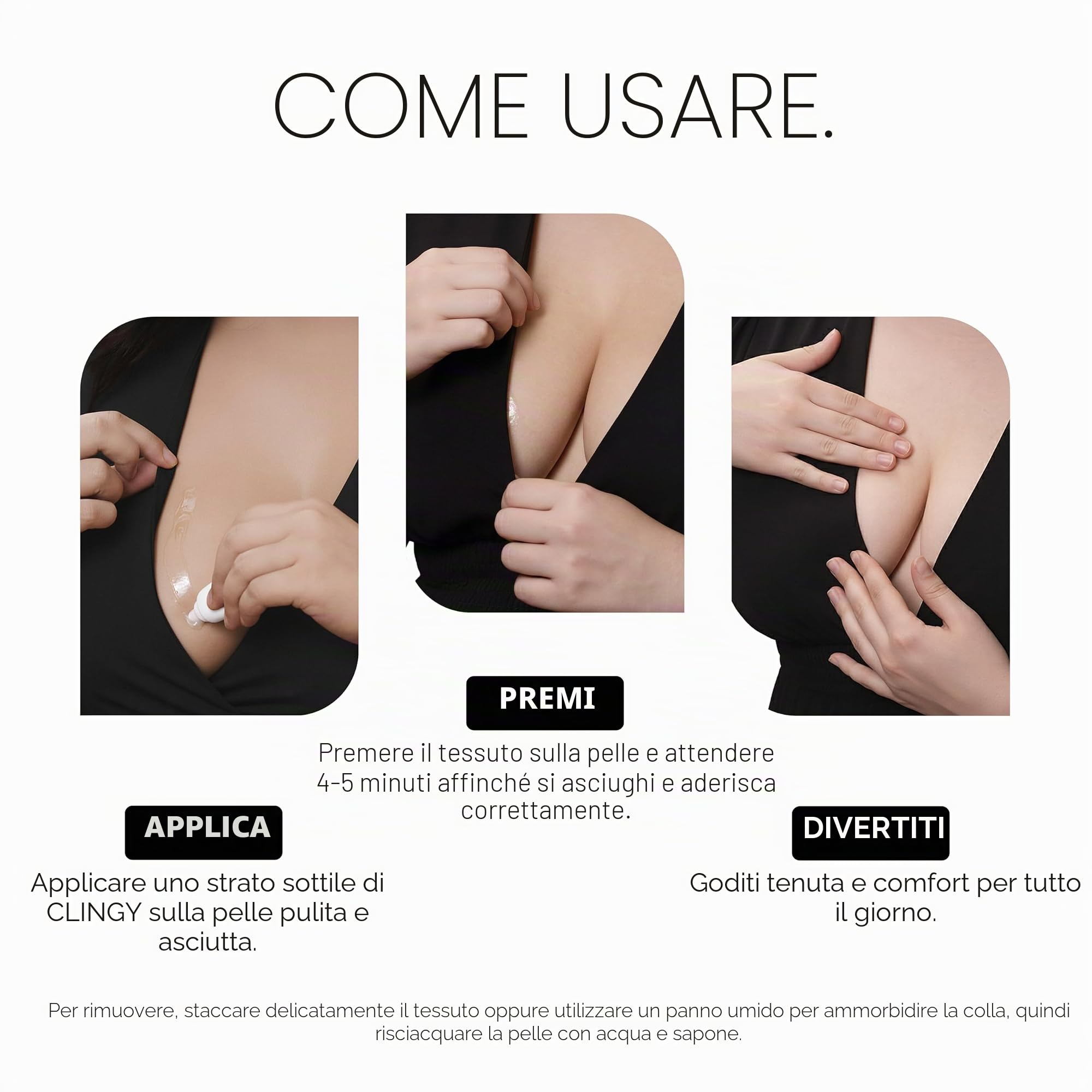 Masotta Clingy - Colla per il corpo, resistente al sudore e sicuro per la pelle, ideale per la moda e lo styling, fissante per abiti e capi senza spalline, roll-on da 20 ml
