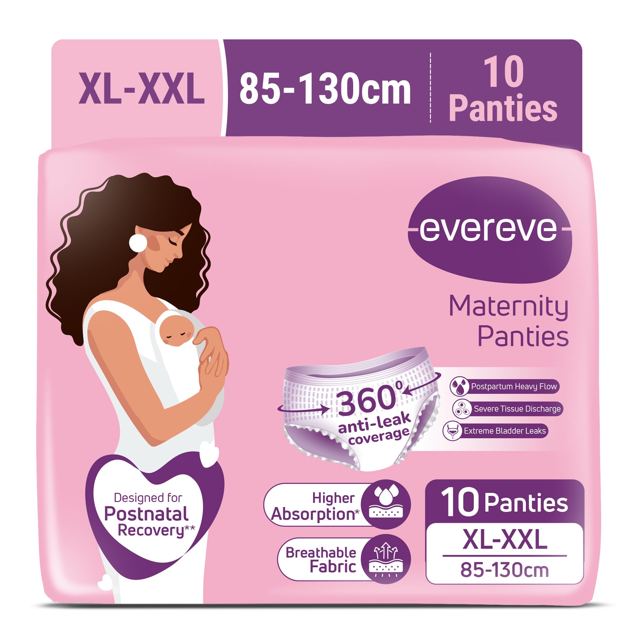 Evereve Maternity Period Panties for Women, (XL-XXL), 10 Pcs, Postpartum Heavy Flow Bleeding, 360 Degree Leak Protection, 3X Absorption, Soft Breathable Disposable Panties for Postnatal Recovery-image-20
