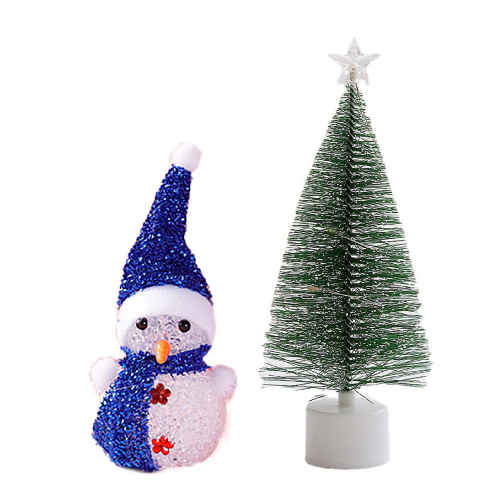 LED Illuminated Crystal Snowman Christmas Tree Display Ornament with Random Color for Home, and Store Display LED Christmas Tree