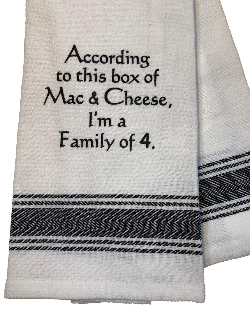 Wild Hare Designs Dishtowel - According to This Box of Mac & Cheese, I'm a Family of 4