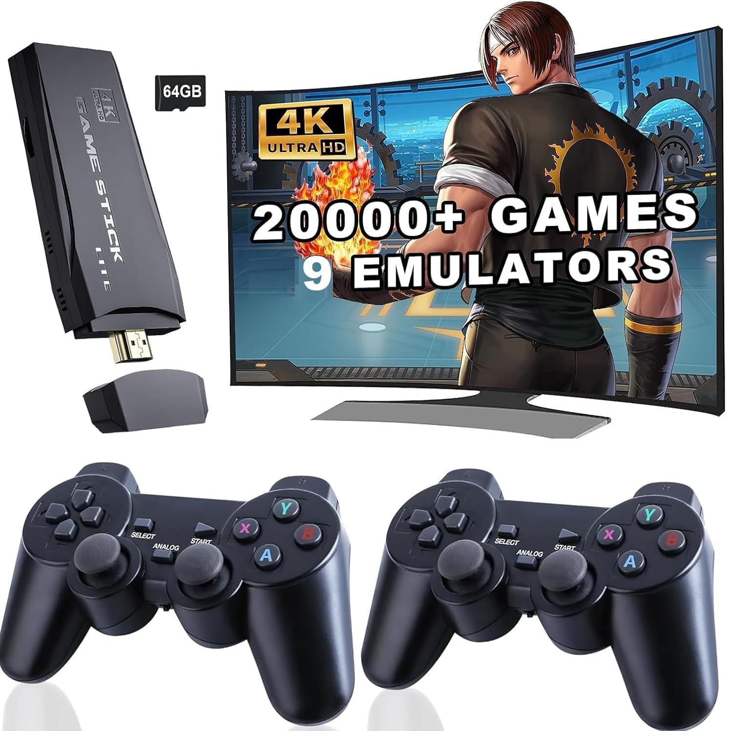 New Tv Gaming System | Wireless Console Retro Gaming Console |4K Ultra HD |Plug & Play Wireless TV Video Game System | 21,000+ Games | 9 Emulators | Dual-Player Setup | 2.4G Wireless Game Stick