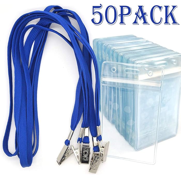 Buy Name Tags 50 Pack Lanyards with Bulldog Clip and 50 Pack Waterproof