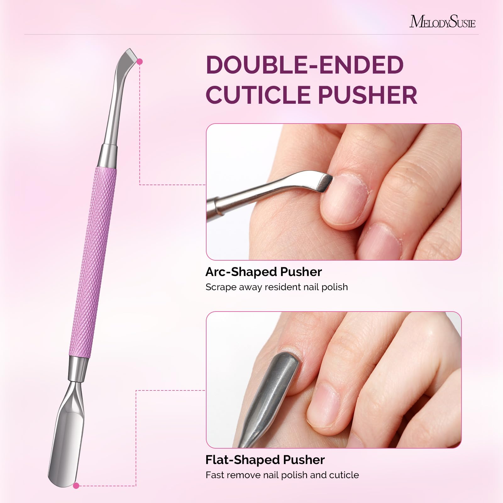 Cortaúñas acrílicas 4 en 1, cortaúñas ajustables de acero inoxidable para puntas de uñas acrílicas, cortador profesional de cutículas, removedor de cutículas, empujador de cutículas, rosa 4