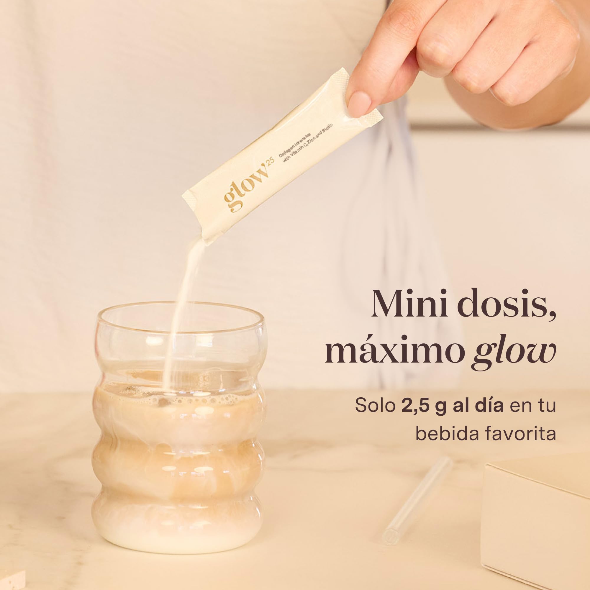 Glow25® Collagen Intensive – Tripéptidos, vitamina C, zinc y biotina | Colágeno marino hidrolizado premium con tripéptidos, vitamina C, zinc y biotina – Péptidos de tipo 1 y 3