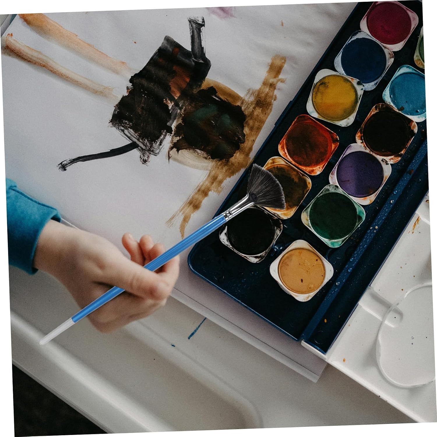 Sturdy Ceramic Glaze Fan Pen Watercolour Brushes Watercolour Pens Artist Paint Brush Kit Soft Bristles for Easy Application