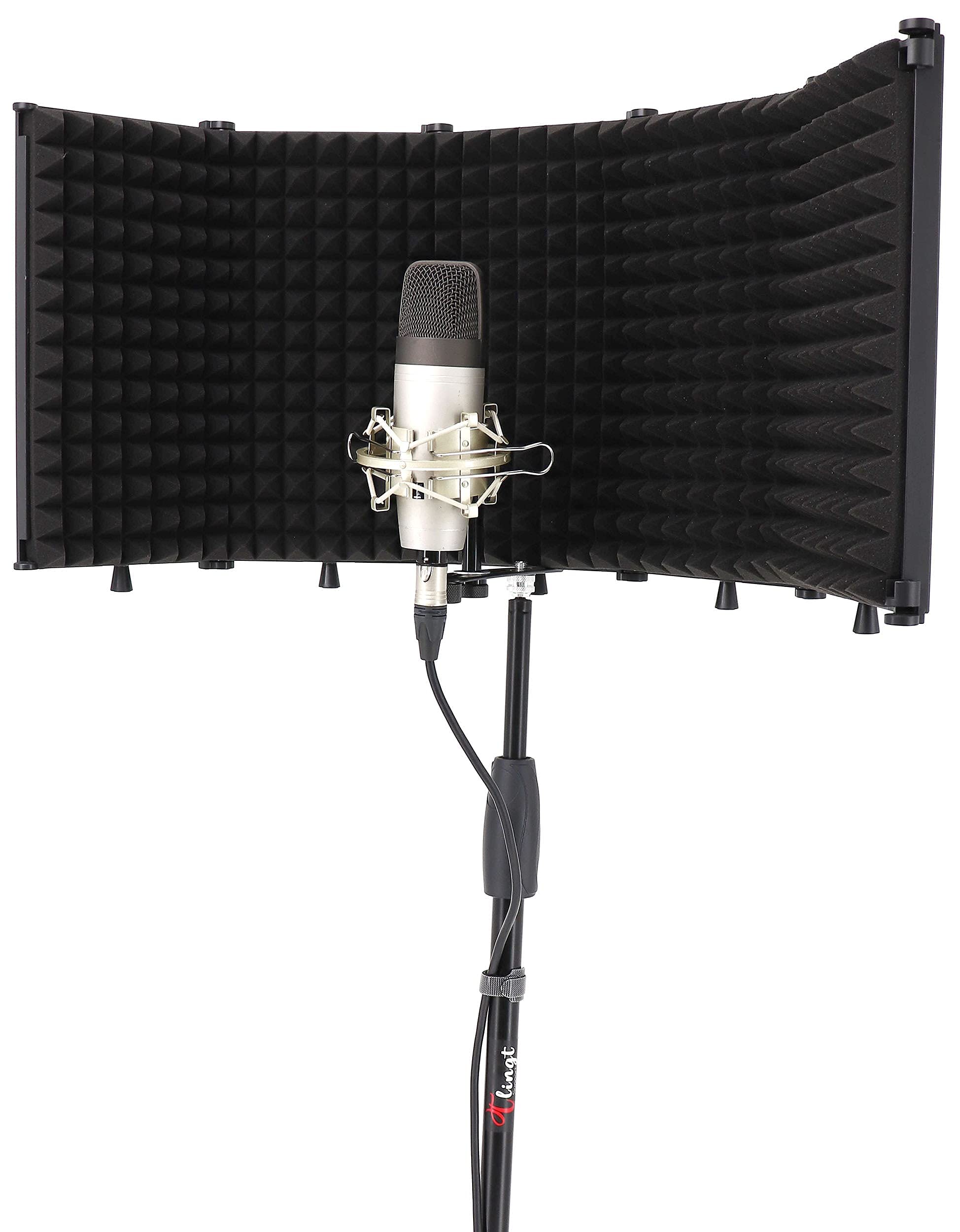 Tlingt Supporto Microfono Isolamento Shield, Scudo Acustico, Microfono di Registrazione Studio Pannello Isolamento Sia per Supporto Supporto o Piano Tavolo Nero, 5 Pannelli