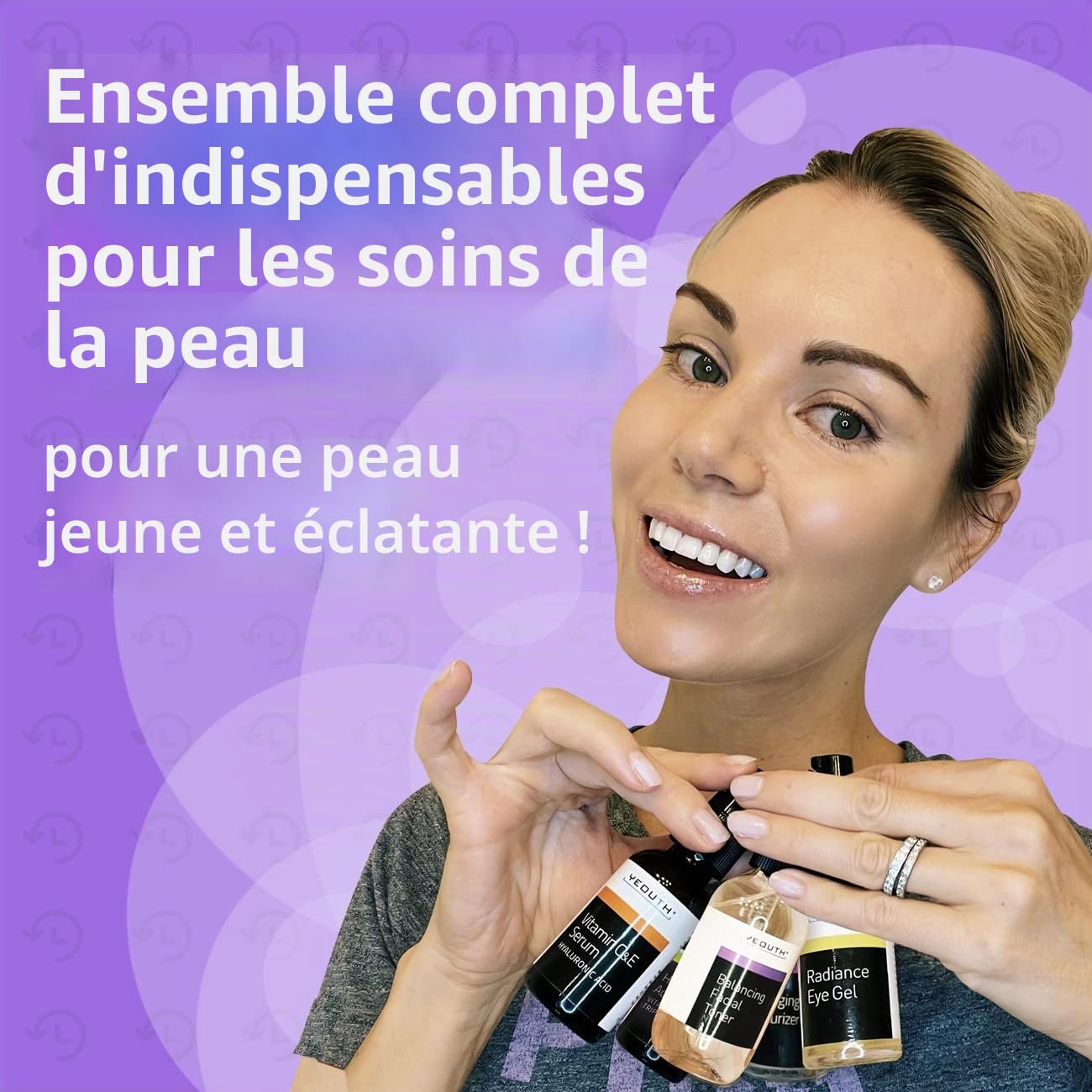 YEOUTH Coffret Cadeau Femme: Acide Hyaluronique Serum Visage, Serum Vitamine C et E, Toner Visage, Gel Contour des Yeux, Creme Hydratante, 5 - Pièces Idee Cadeau Femme