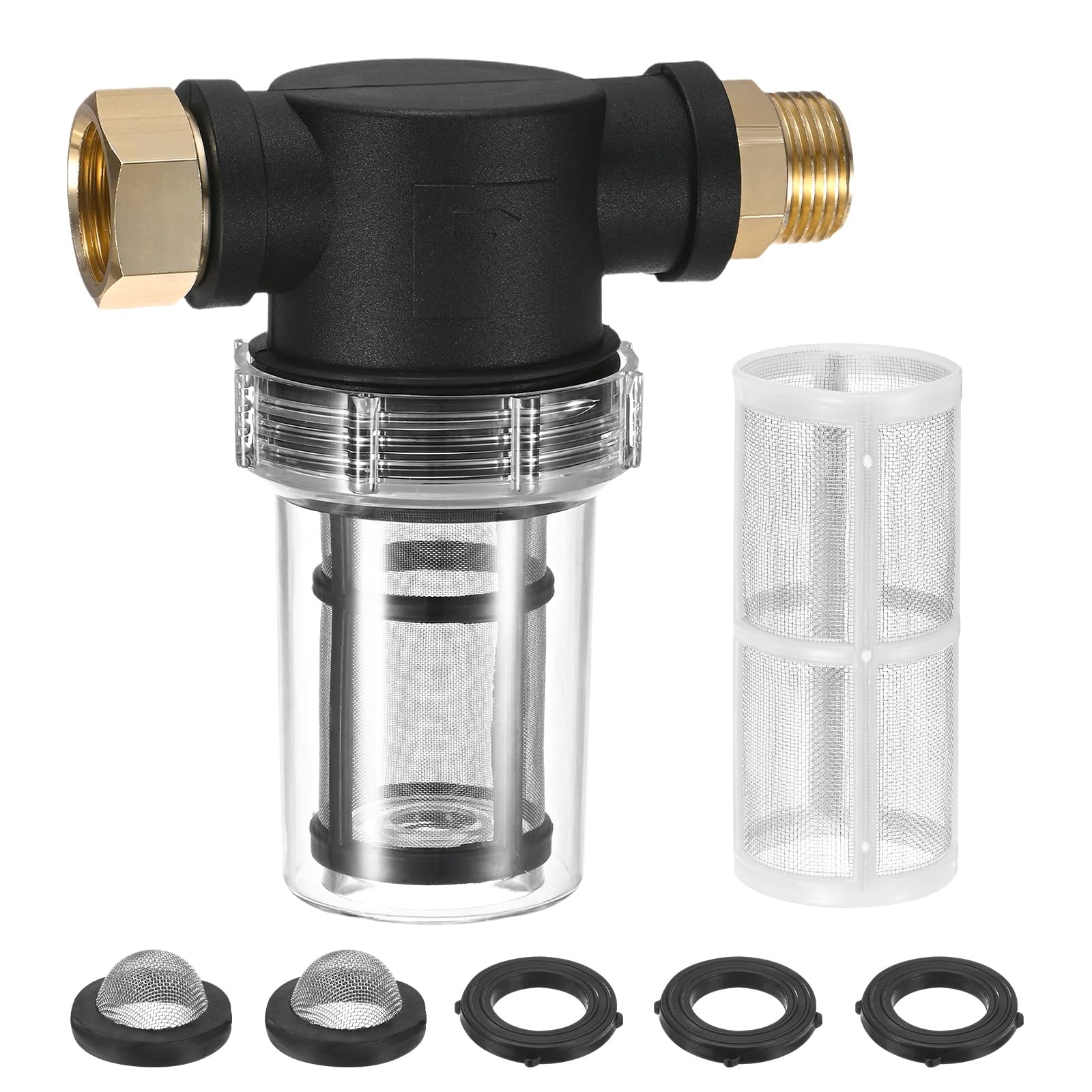 M METERXITY 1-Pack Garden Hose Filter, Sediment Filter Attachment with 40 Mesh Screen for Undercarriage Cleaner/Pressure Washer Hose/Water Broom/Pressure Washer Pump [3 Colors]