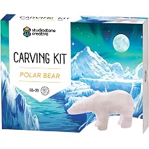 STUDIOSTONE CREATIVE DIY Arts & Crafts Carving Kit Kids Adults Polar Bear Alabaster Sculpture Soapstone