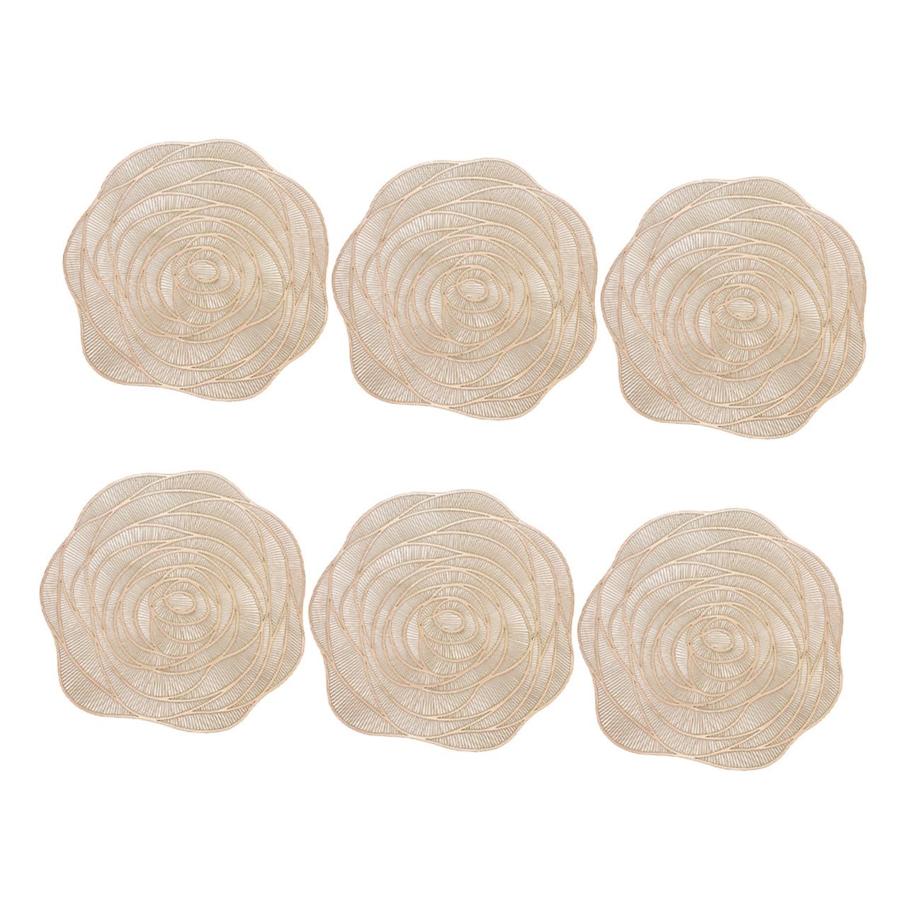 TOYANDONA Manteles Individuales de PVC Huecos Diseño de Rosa Dorada 38 CM 6 Piezas para Decoración de Mesa Posavasos para Fiestas y Comedor Adornos para Restaurante y Eventos