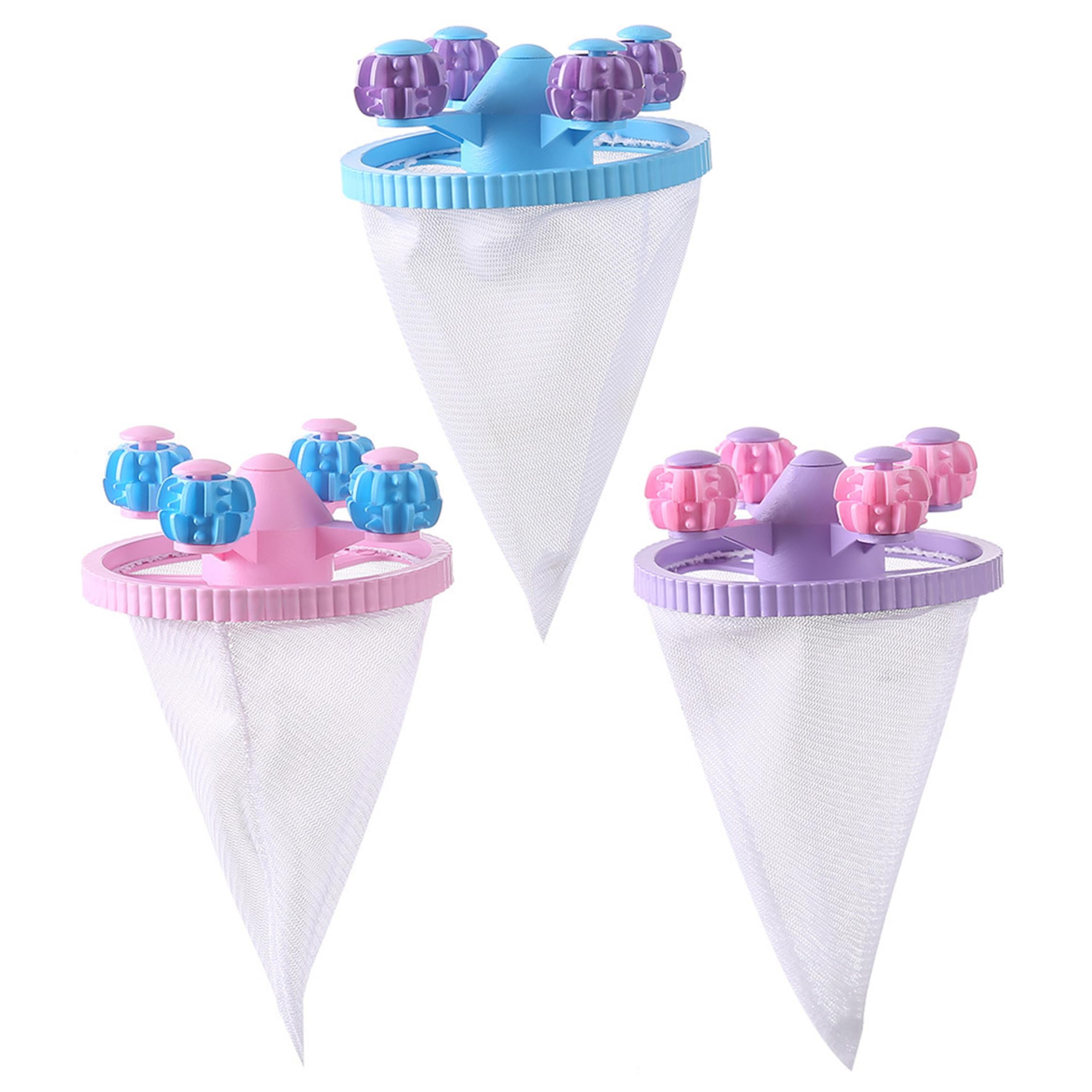 Xoeryoy 3 Pack Hair Catcher For Washing Machine, Cone Mesh Floating Washing Machine Filter Bags - Reinforced Frame, Fits Most Washers
