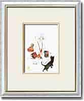 ☆いわさきちひろ 『後ろ姿のおさげ髪の少女』ブラウン額縁/窓際の