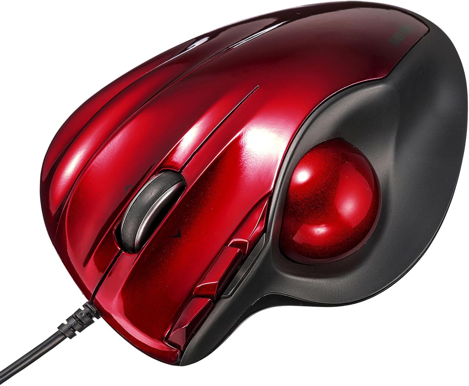 SANWA Wired Ergonomic Trackball Mouse, Programmable Roller Ball Mice, Tilt Scroll, 400/800/1200/1600 DPI, Computer trackball & Finger Rest, Compatible with Mac, Windows, Laptop, Chrome OS, Red