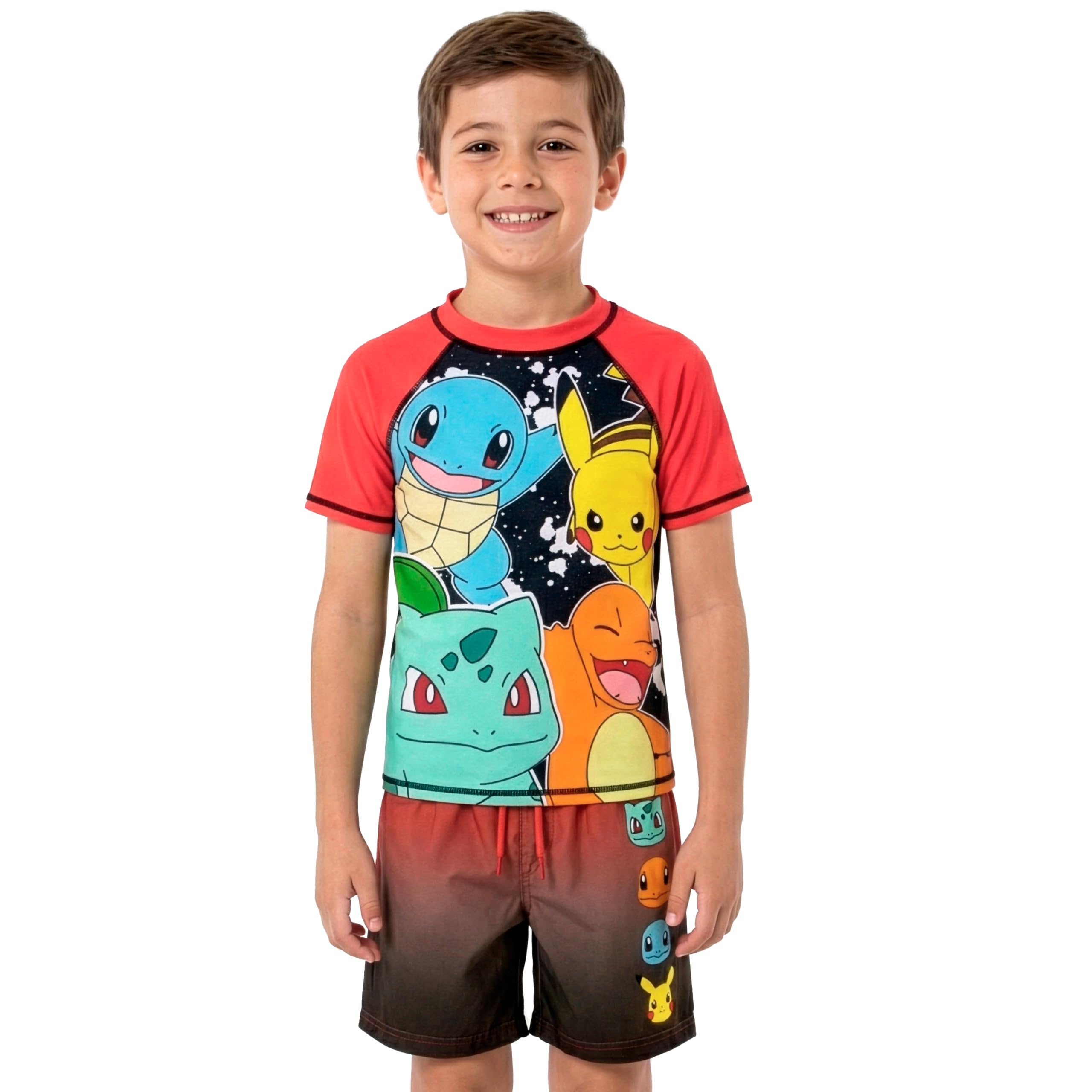 Pokemon Strój Kąpielowy Dla Chłopca, Kostium Z Bulbasaur, Charmander I Pikachu, 2-Częściowy Komplet Kąpielowy