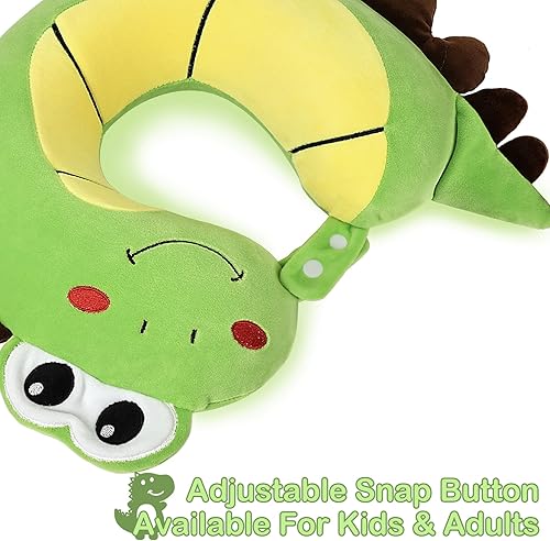 Miniatura 3 de Almohada de viaje para niños, bonita almohada de cuello de espuma viscoelástica con bolsa de viaje, almohada de avión suave y ajustable para soporte