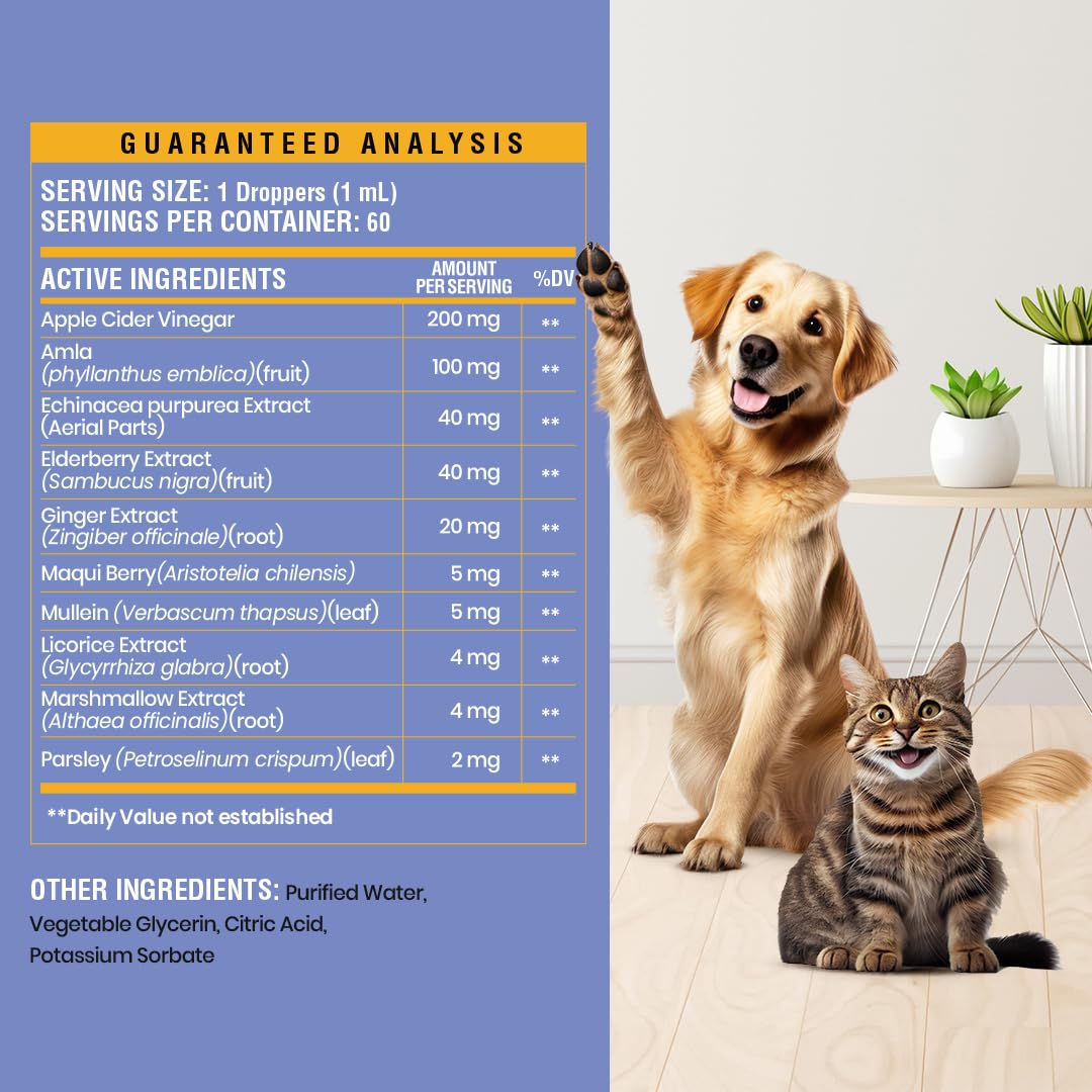 Soporte para la tos de perrera para perros y gatos – Ayuda con la tos seca, húmeda y ladrida – Apoyo respiratorio y garganta de mascotas a base de hierbas, apoya la respiración y las vías