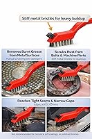 Vista 6 de Cepillo de alambre, 9 piezas, cerdas de nailon/latón/acero inoxidable con mango curvado para limpiar la eliminación de óxido, suciedad, limpieza