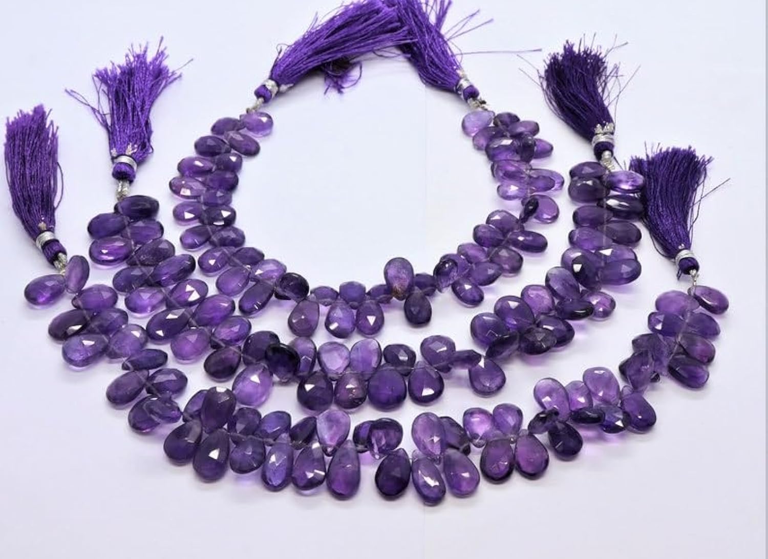 Perles améthyste africaine naturelle à facettes 7x11mm pour création bijoux et collier