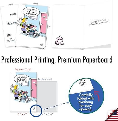Miniatura 3 de NobleWorks Divertida tarjeta de felicitación para bebé con sobre de 5 x 7 pulgadas (1 tarjeta), anuncio momento inolvidable C10086BBG