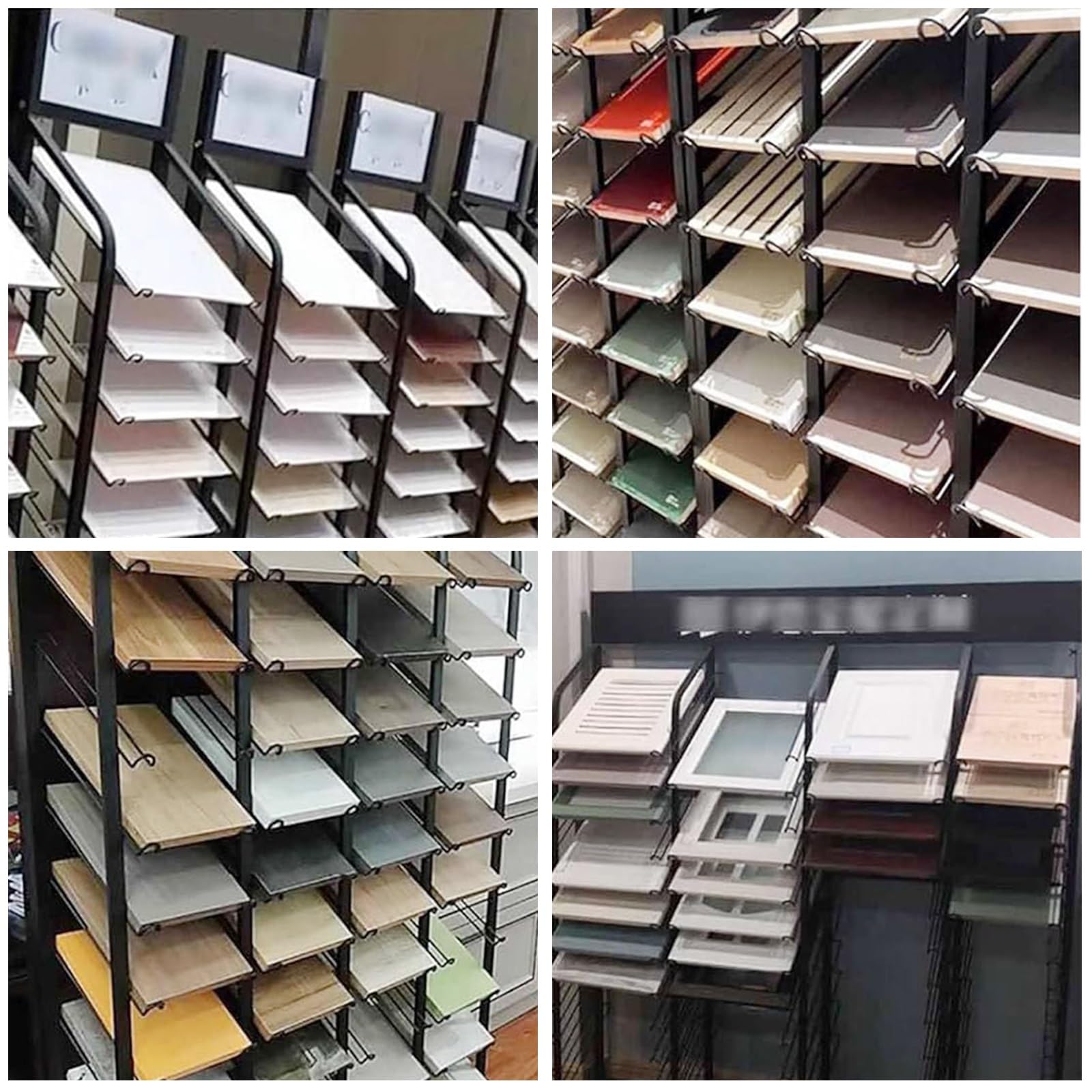 Wielkoformatowy stojak na próbki płytek – organizer na płytki podłogowe do salonów wystawowych i magazynów – czarna porcelana do przechowywania (70 x 40 cm)