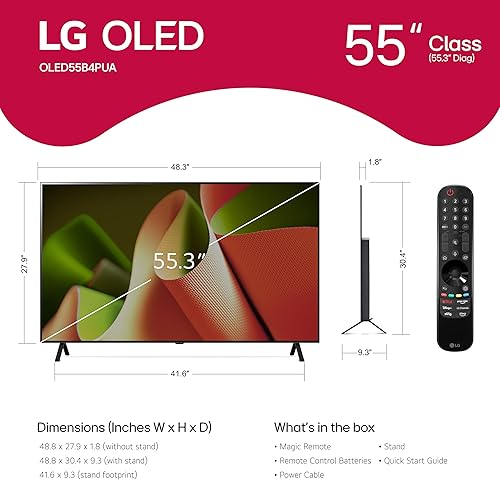 Miniatura 2 de LG 55 pulgadas clase OLED serie B4 Smart TV 4K procesador pantalla plana con control remoto mágico alimentado por IA con Alexa incorporado