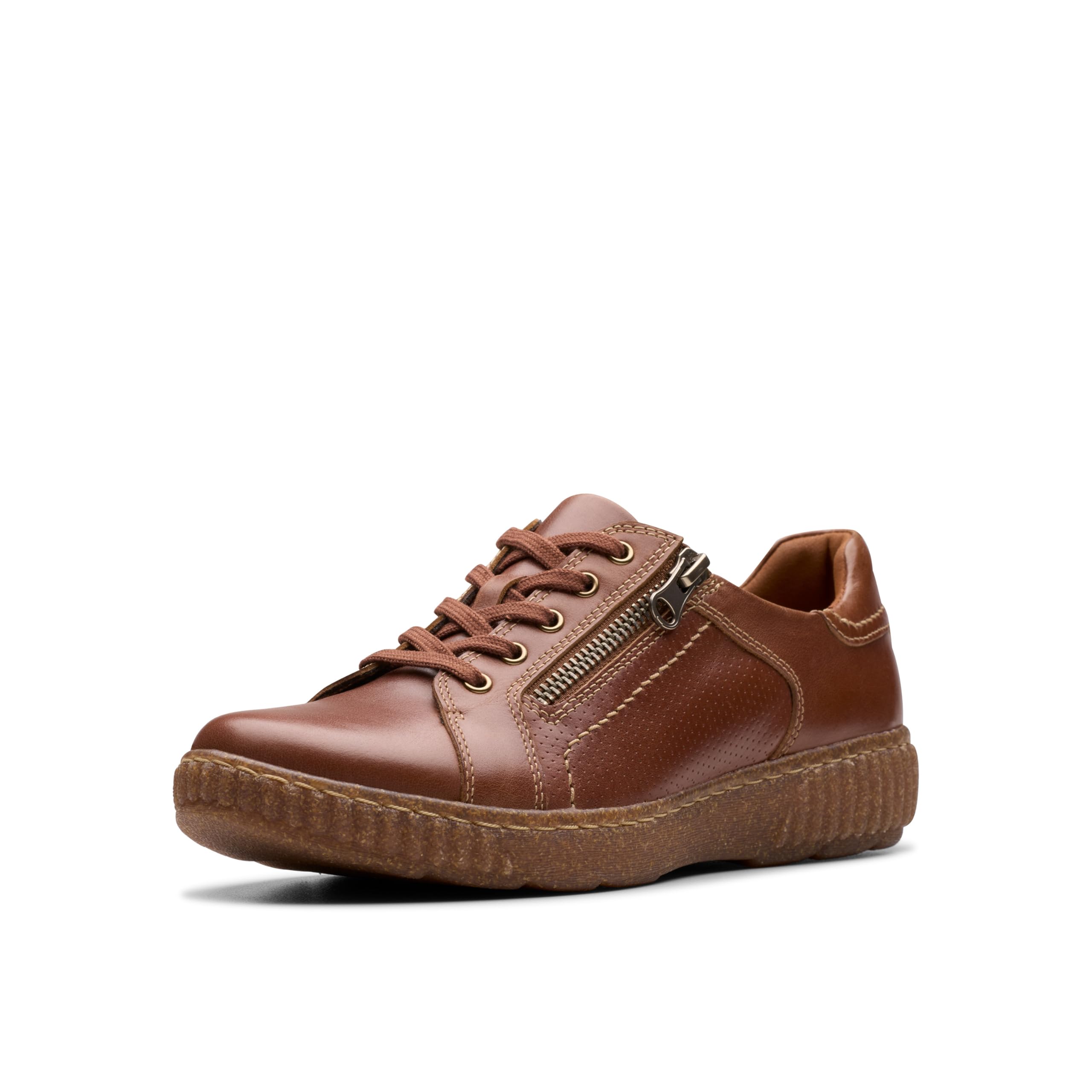 Clarks Women's Caroline Janna Leather Side Zip Fashion Sneaker