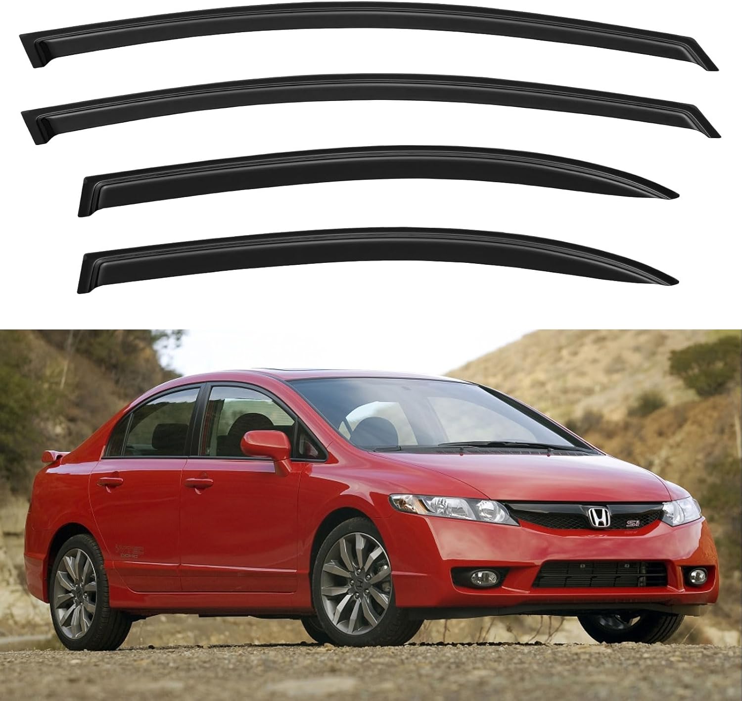 Window Rain Guards Shield for 2006 2007 2008 2009 2010 2011 Honda Civic, Window Vent Visors Shades Wind Deflectors for 06 07 08 09 10 11 Civic Sedan 2006-2011 Honda Civic Sedan