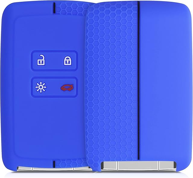 kwmobile Etui ochronne na kluczyki samochodowe kompatybilne z Renault 4-przyciskowe Smartkey (tylko Keyless Go), etui na kluczyki z silikonu, w kolorze niebiesko-czarnym