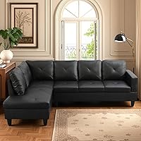 Vista 18 de Sofá seccional en forma de L con chaise, sofás seccionales de 3 piezas modulares convertibles para juegos de muebles de sala de estar y apartamento