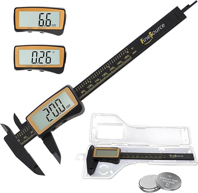 Digital Caliper, Caliper Measuring Tool with Large Screen, Electronic Vernier Caliper Inch/Metric Conversion, 0-6 Inch/150mm, Carbon Fiber, Auto-Off, Precision Measuring Tool